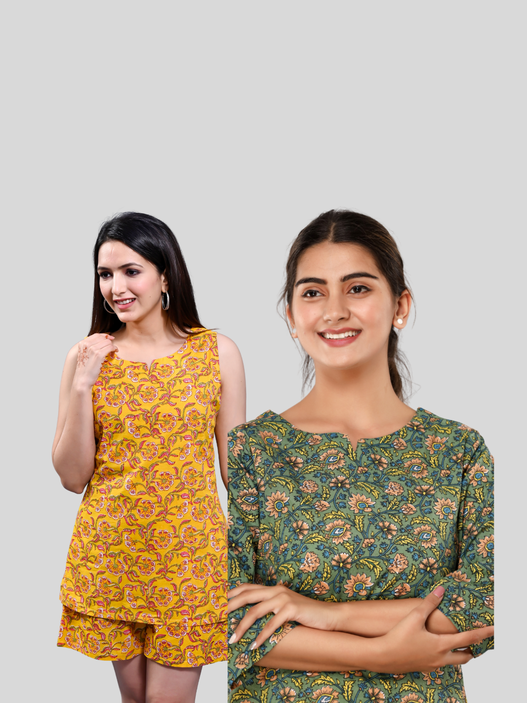 Yellow and green lounge wear combo