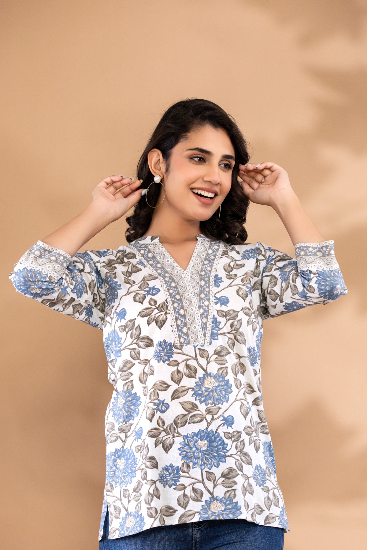 White Cotton Short Kurtis