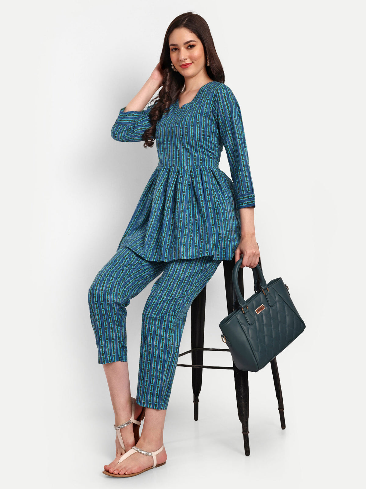 Blue Peplum Style Co-ord Sets