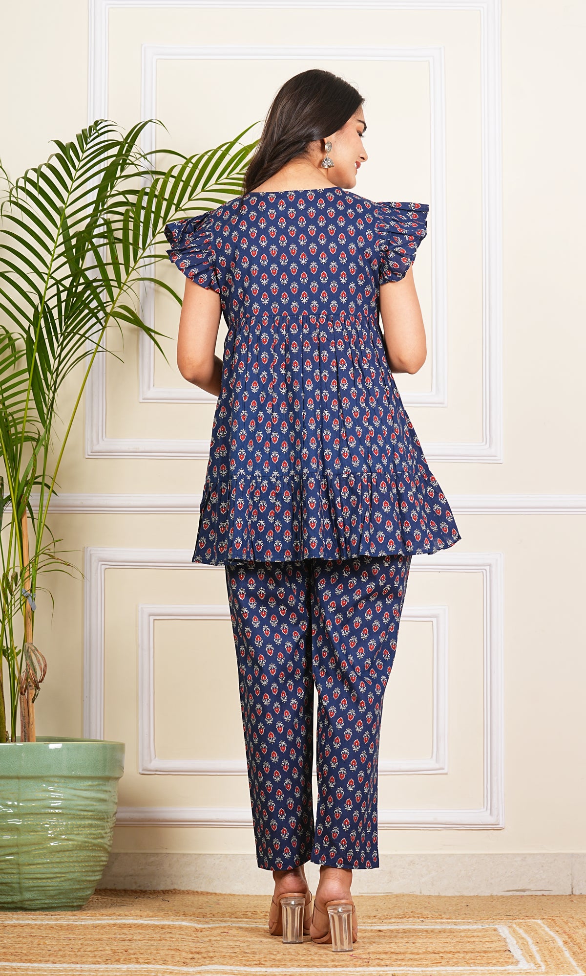 Blue Ruffle Cotton Co-ord set