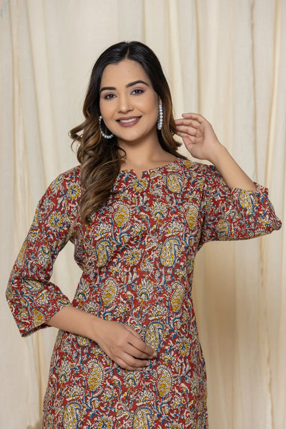 Red Paisley Cotton Printed Night