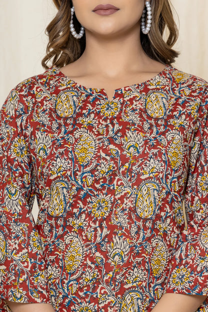 Red Paisley Cotton Printed Night