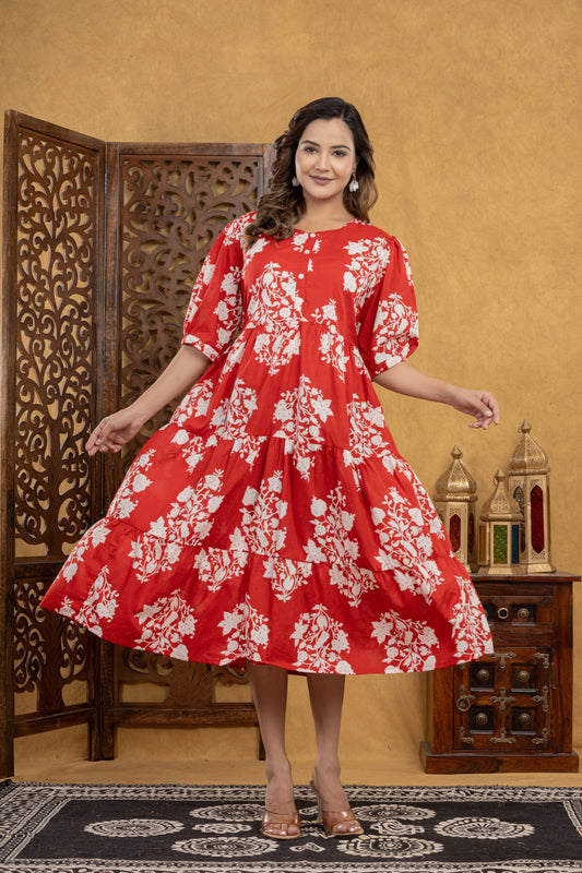 Red Aura Floral One Piece