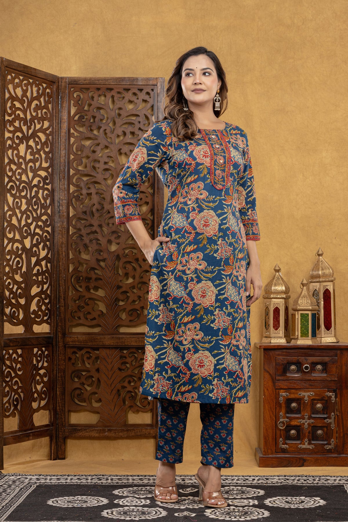 Kavya Ajrakh Floral Suit