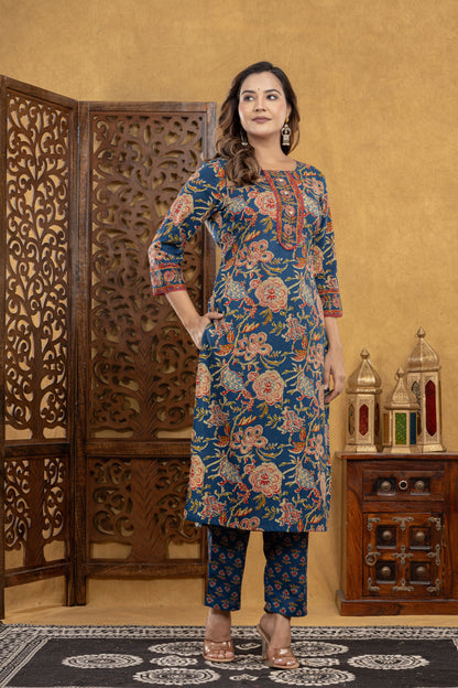 Kavya Ajrakh Floral Suit