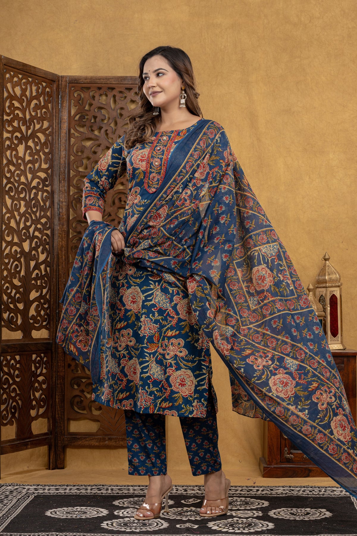 Kavya Ajrakh Floral Suit