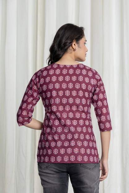 Anvesha Wine Short Kurti