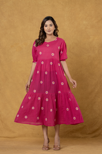 Rosy Bloom One Piece Dress