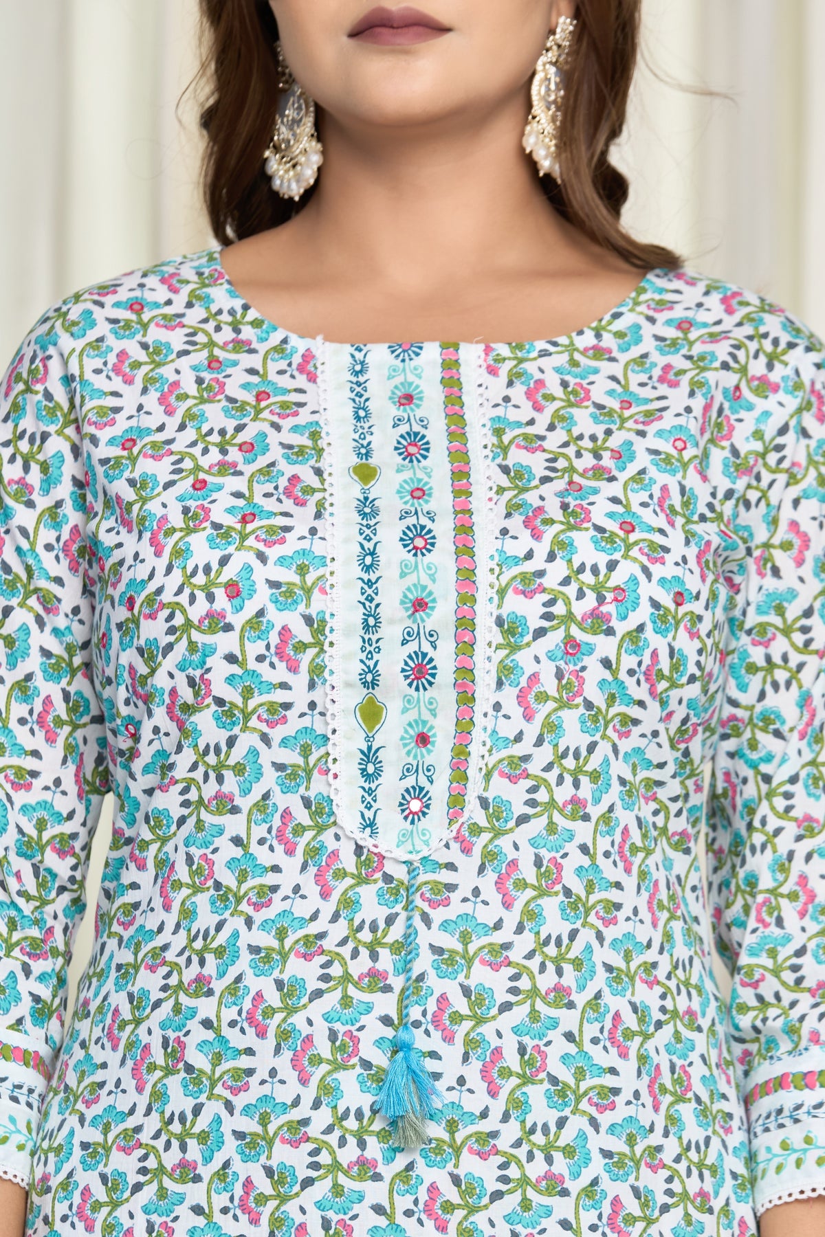 Sitara Bloom Cotton Kurti Pant Dupatta Set