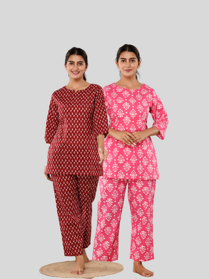 Red and pink lounge wear combo