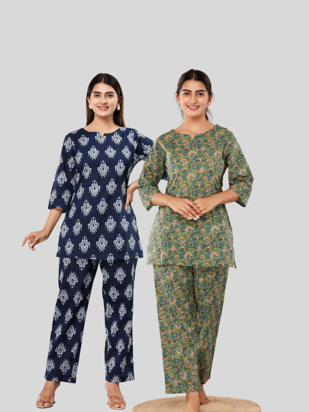 Dark blue and green lounge wear