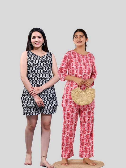 black and pink lounge wear