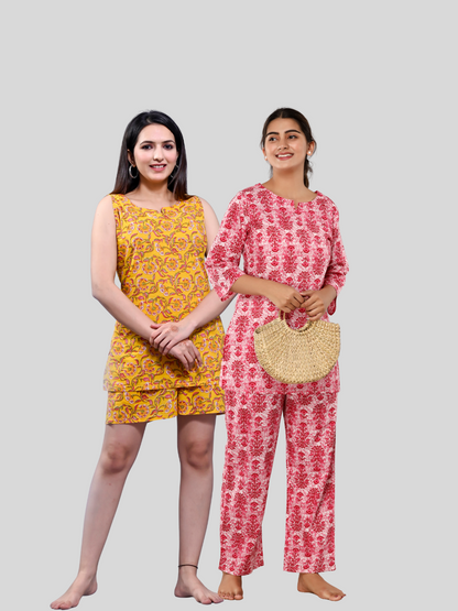 yellow and pink lounge wear combo