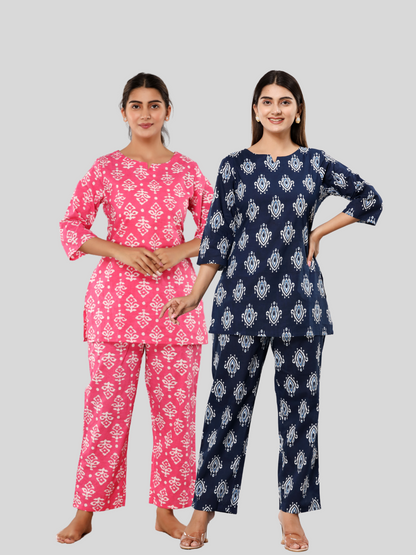Blue and pink lounge wear combo