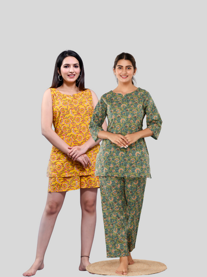 Yellow and green lounge wear combo