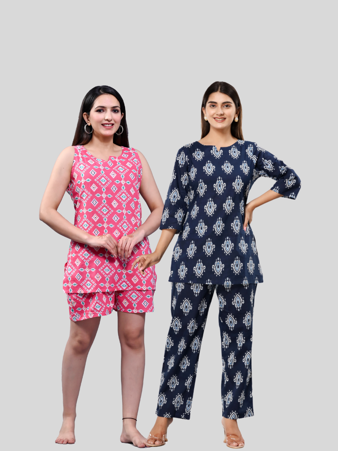 Pink and dark blue lounge wear combo