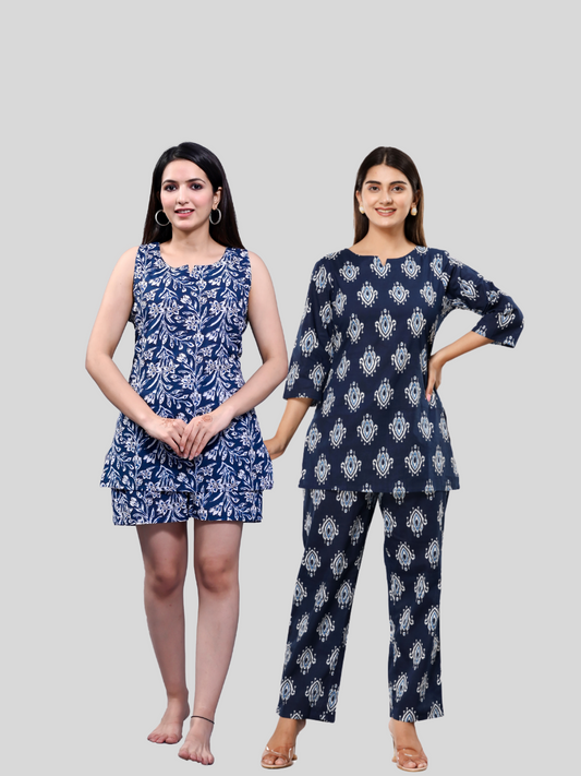 blue and dark blue lounge wear combo