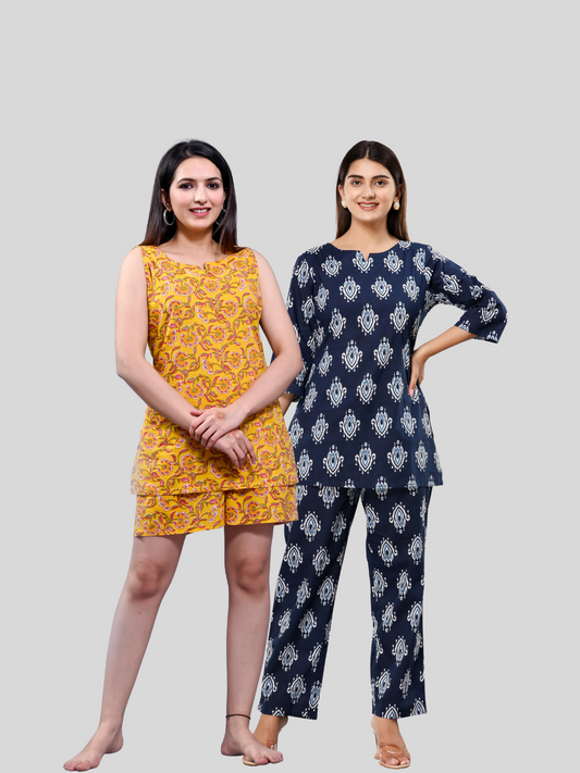Yellow and Dark blue lounge wear combo
