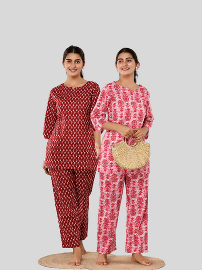 Red and pink lounge wear combo