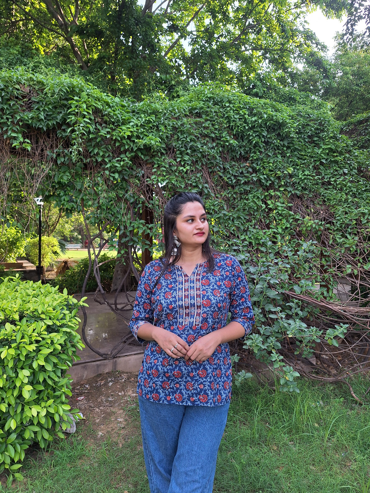 Sitara Blue Cotton Short Kurtis