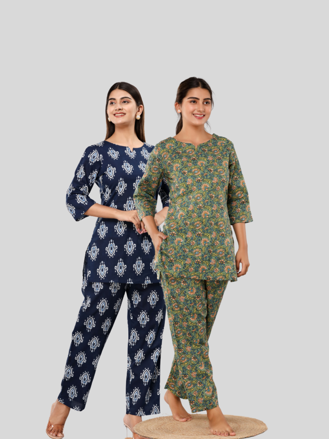 Dark blue and green lounge wear
