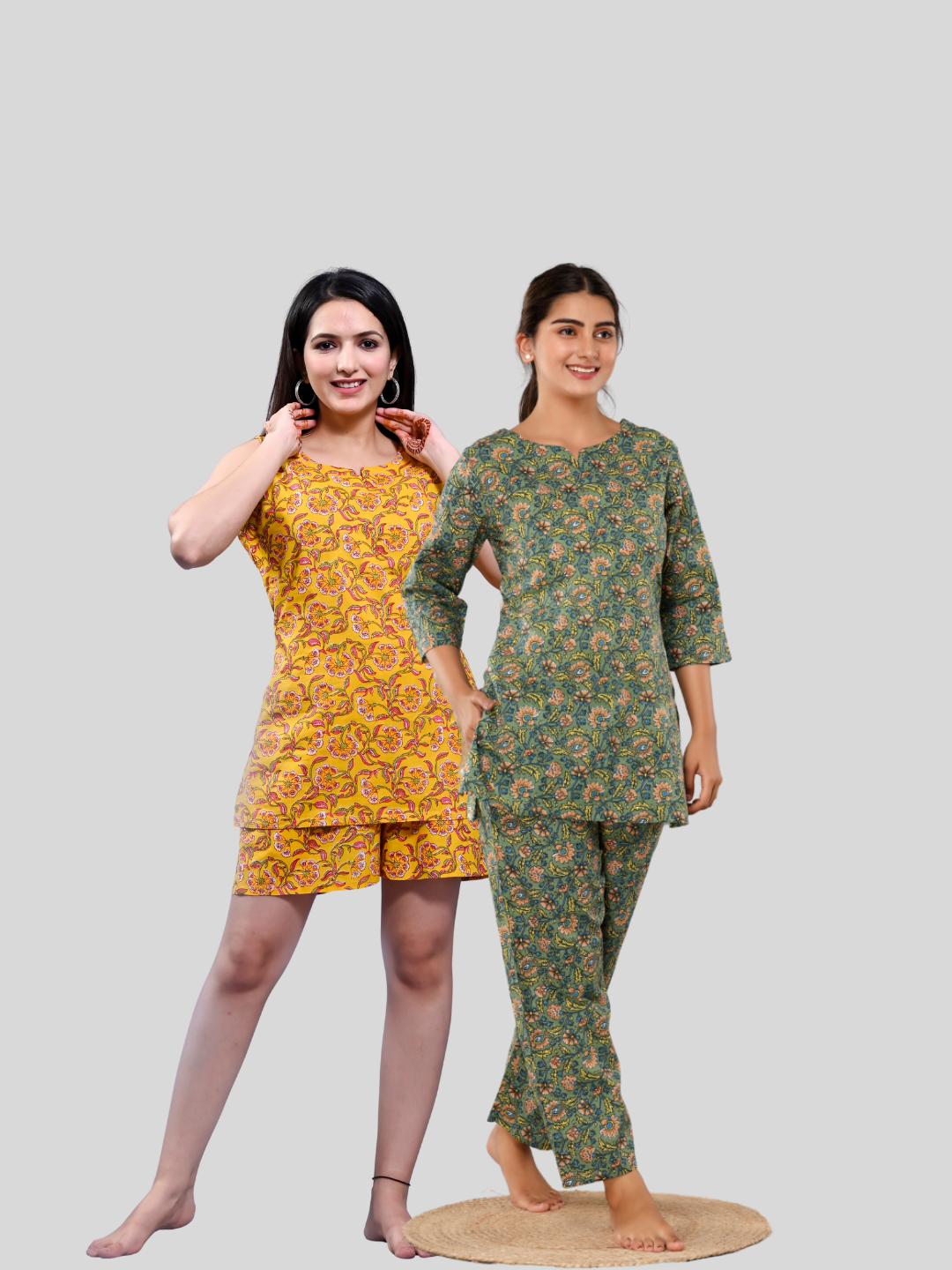 Yellow and green lounge wear combo