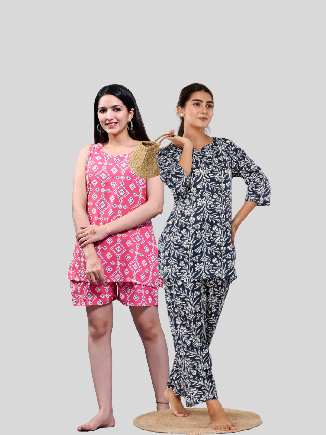 Pink and dark blue lounge wear combo