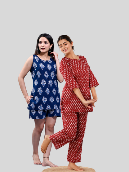 Blue and Red lounge wear combo