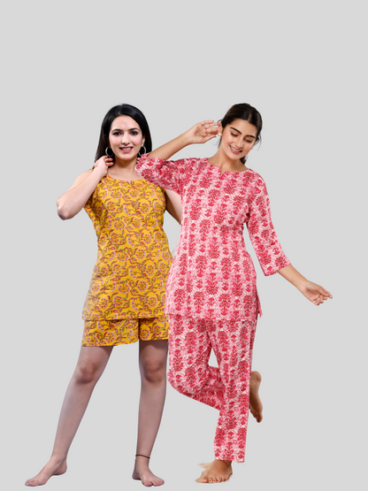 yellow and pink lounge wear combo