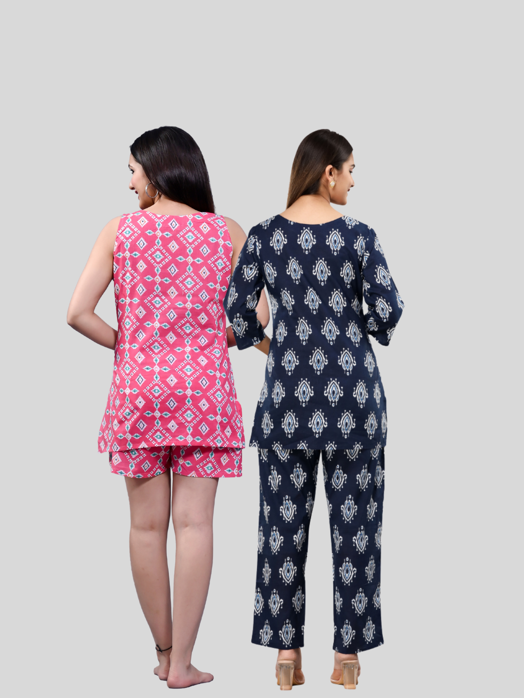 Pink and dark blue lounge wear combo