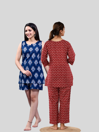 Blue and Red lounge wear combo