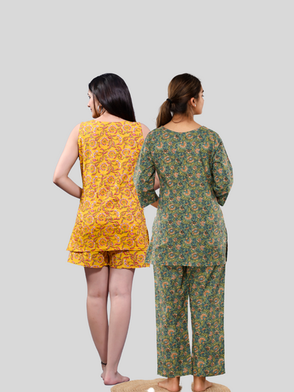 Yellow and green lounge wear combo
