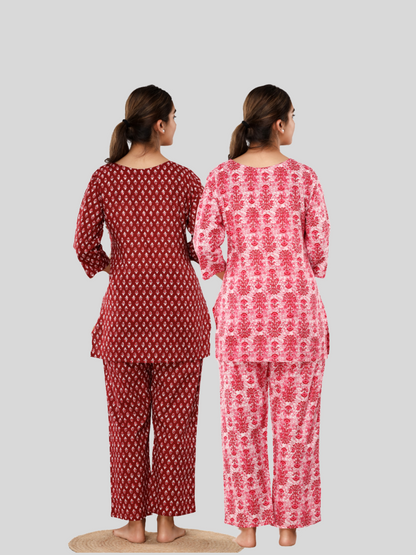Red and pink lounge wear combo