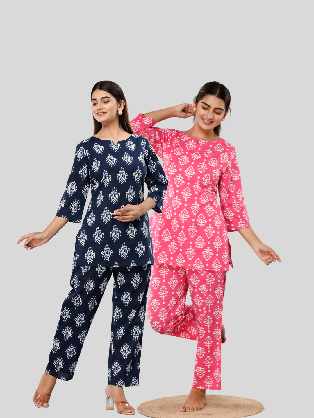 Blue and pink lounge wear combo