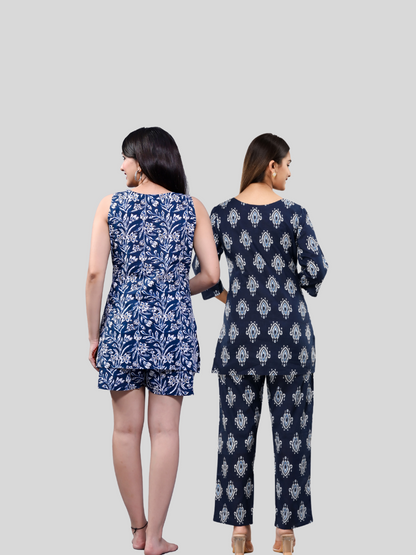 blue and dark blue lounge wear combo