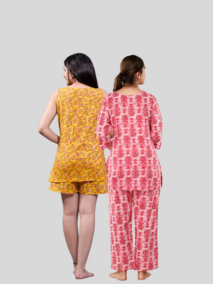 yellow and pink lounge wear combo