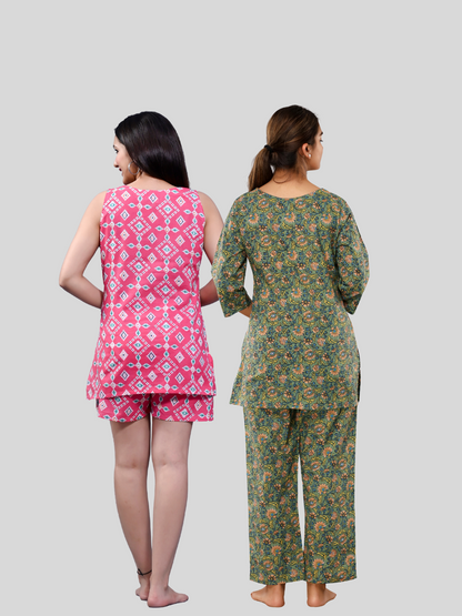 Pink and green lounge wear combo
