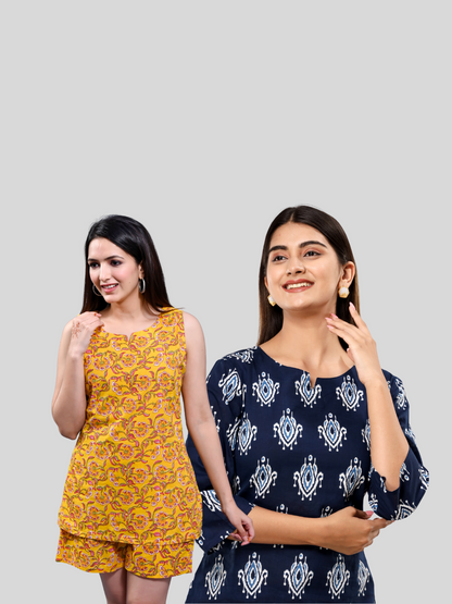 Yellow and Dark blue lounge wear combo