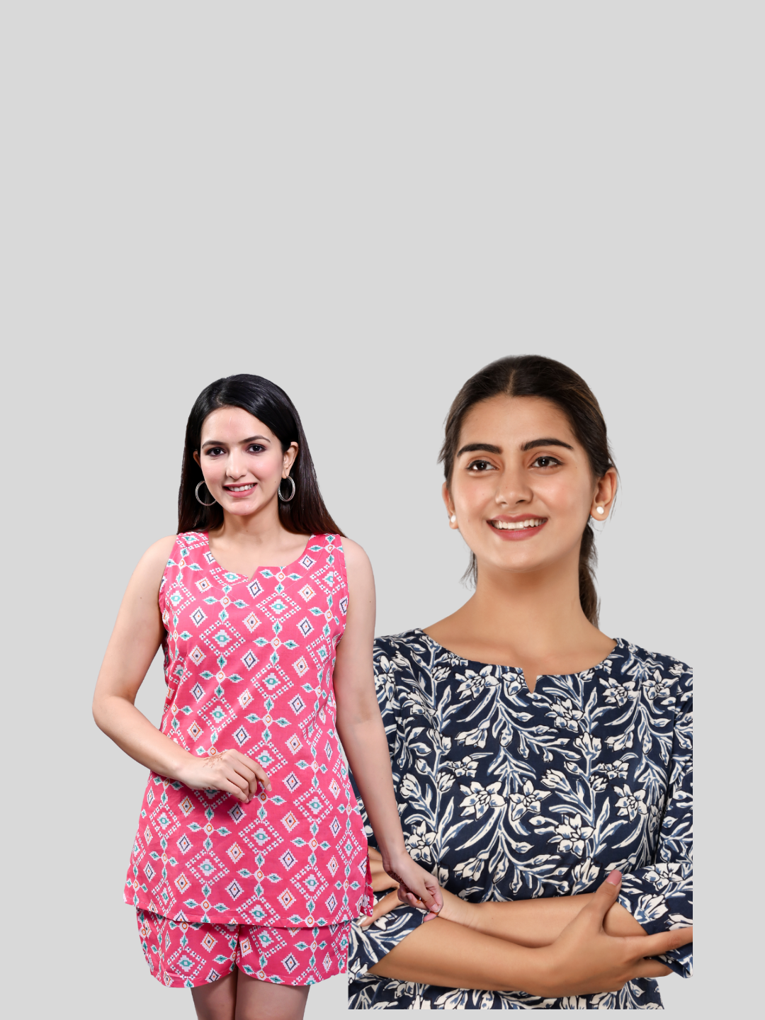 Pink and dark blue lounge wear combo