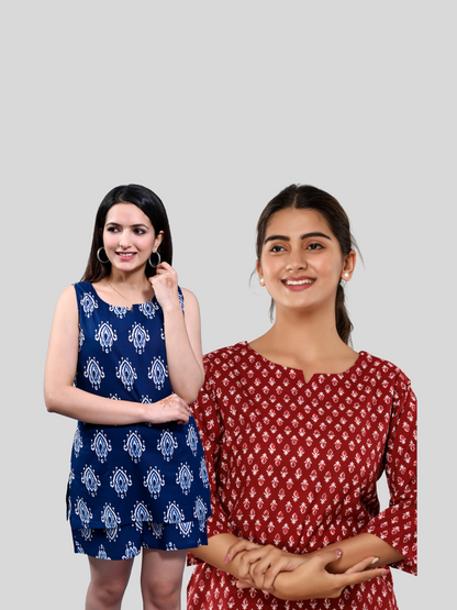 Blue and Red lounge wear combo