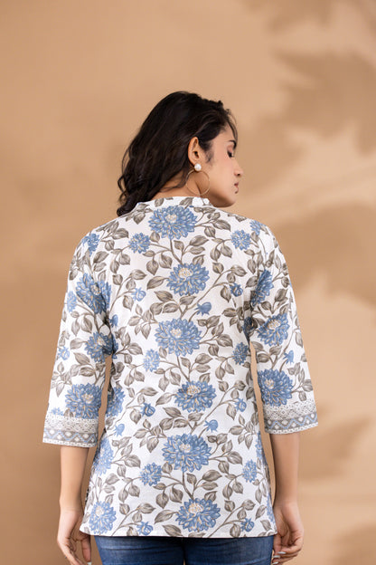 White Cotton Short Kurtis