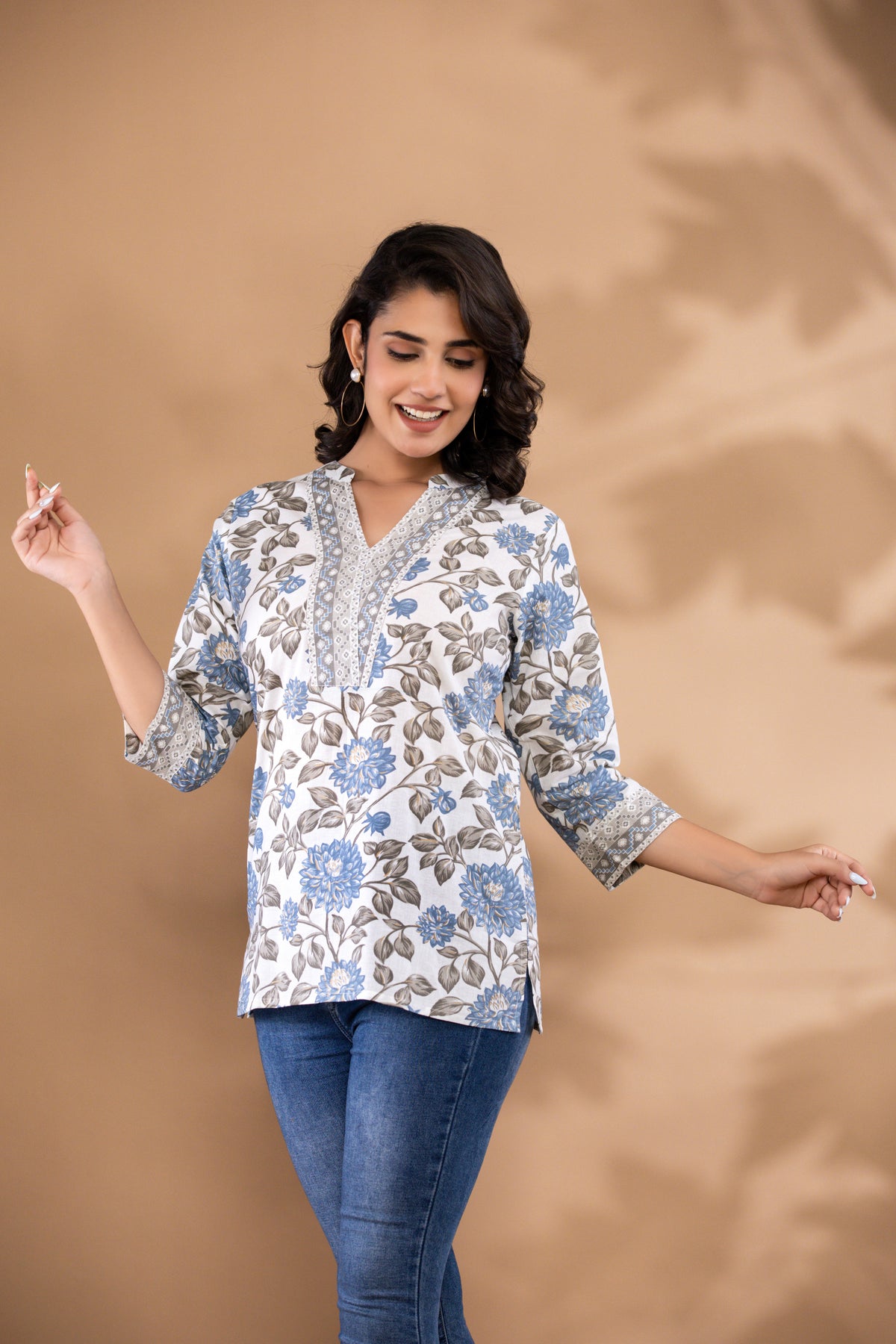 White Cotton Short Kurtis