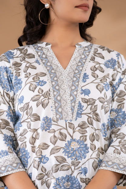 White Cotton Short Kurtis