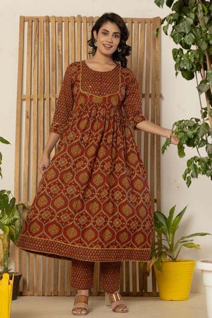 Sienna Ogee Printed Ankarakli Kurta Pant set with Dupataa