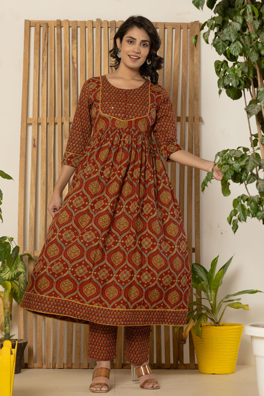 Sienna Ogee Printed Ankarakli Kurta Pant set with Dupataa