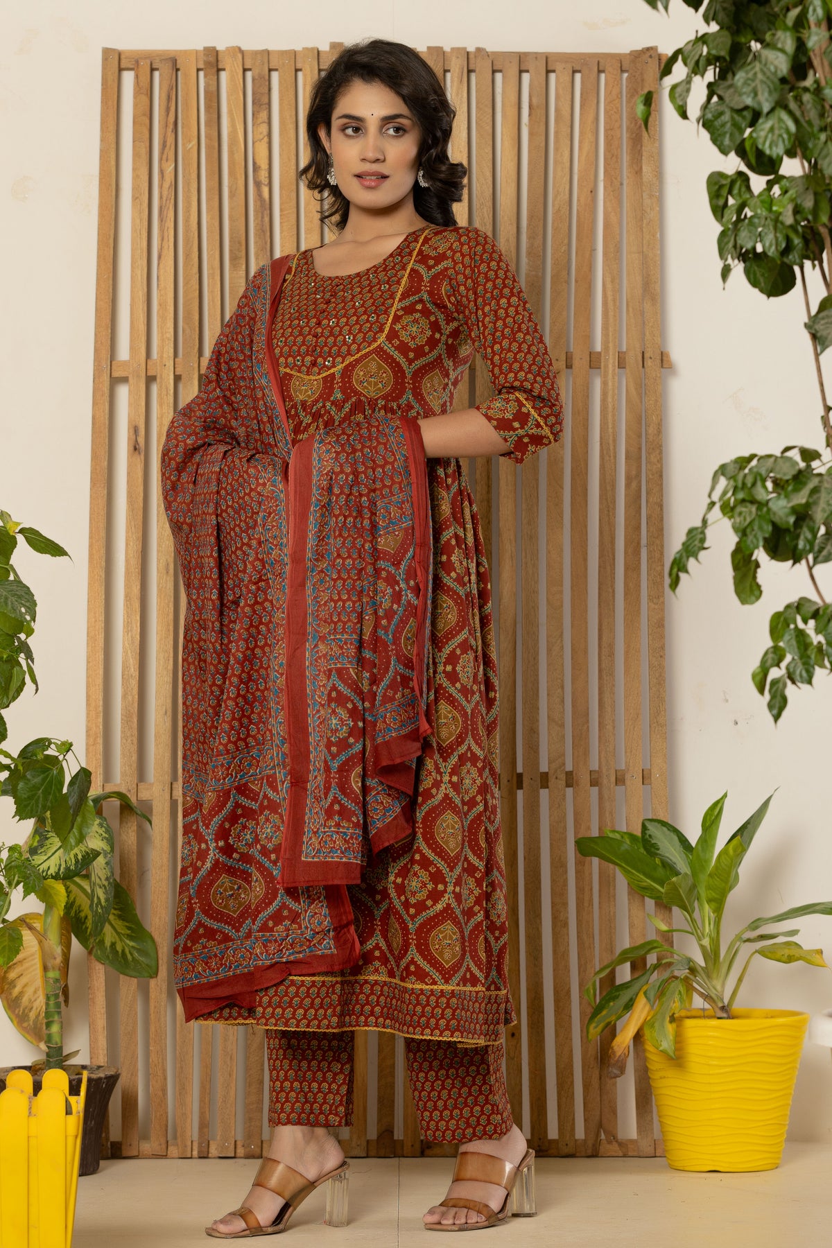 Sienna Ogee Printed Ankarakli Kurta Pant set with Dupataa