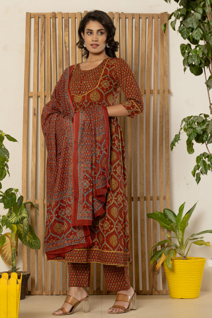 Sienna Ogee Printed Ankarakli Kurta Pant set with Dupataa