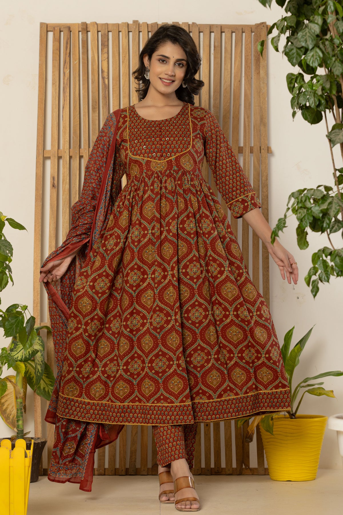 Sienna Ogee Printed Ankarakli Kurta Pant set with Dupataa
