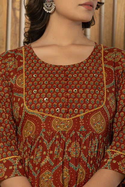Sienna Ogee Printed Ankarakli Kurta Pant set with Dupataa