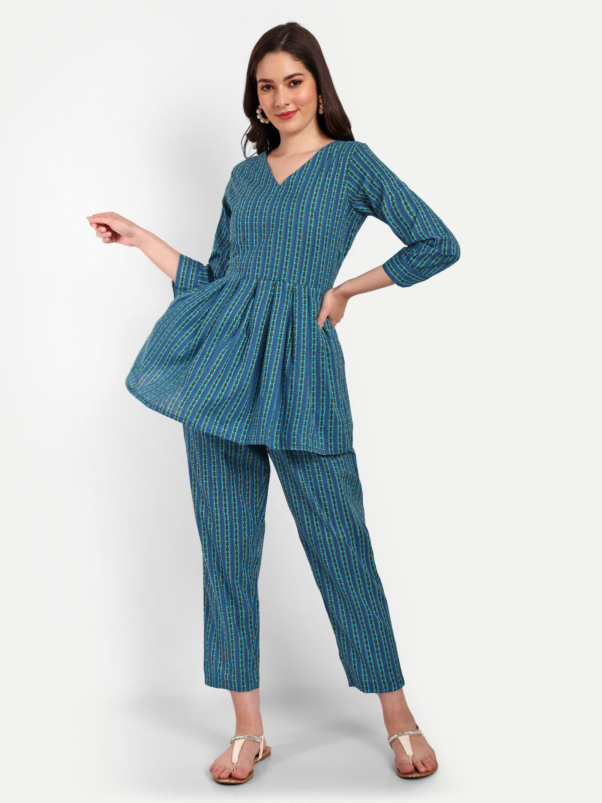 Blue Peplum Style Co-ord Sets